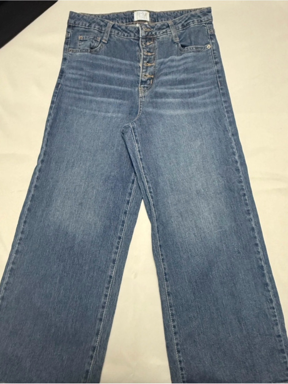 Time and Tru Women's Cropped Button Fly High-Rise Jeans - Light Blue